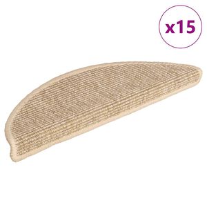 vidaXL Schodov&eacute; rohože 15 ks 56 x 17 x 3 cm světle b&eacute;žov&eacute;, půlkulat&eacute;