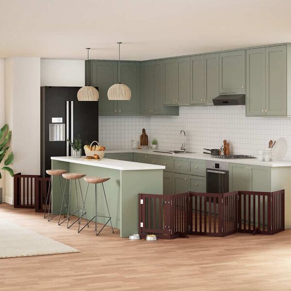 vidaXL Z&aacute;brana pro psy s dv&iacute;řky skl&aacute;dac&iacute; 12 panelů hněd&aacute; 600 cm topol