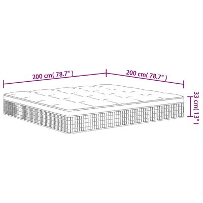 vidaXL Taštičková pružinová matrace středně tvrdá 200 x 200 cm