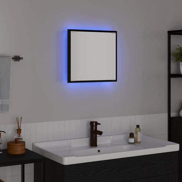 vidaXL LED koupelnové zrcadlo Nástěnný Černý dub 40 x 8,5 x 37 cm