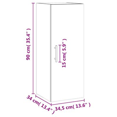 vidaXL Nástěnná skříňka bílá 34,5 x 34 x 90 cm