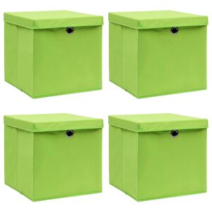 vidaXL &Uacute;ložn&eacute; boxy s v&iacute;ky 4 ks zelen&eacute; 32 x 32 x 32 cm textil