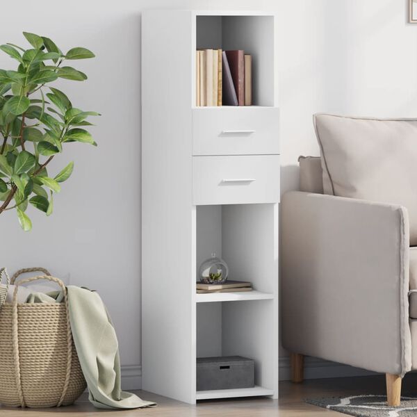 vidaXL Skř&iacute;ň highboard b&iacute;l&aacute; 30 x 42,5 x 124 cm kompozitn&iacute; dřevo
