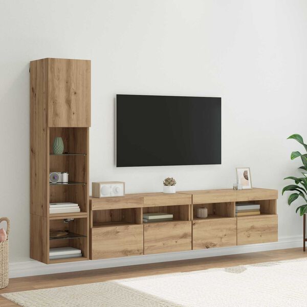 vidaXL N&aacute;stěnn&aacute; skř&iacute;ňka na TV 4 pcs Artisanov&yacute; dub kompozitn&iacute; dřevo