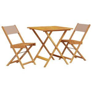 vidaXL 3d&iacute;ln&yacute; bistro set taupe textil a masivn&iacute; dřevo