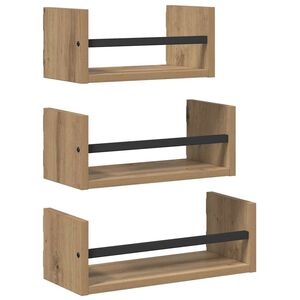 vidaXL Sada n&aacute;stěnn&yacute;ch polic 3 ks Artisanov&yacute; dub 40x16x14cm