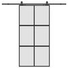 vidaXL Posuvn&eacute; dveře se sadou kov&aacute;n&iacute; čern&eacute; 102,5x205 cm Tvrzen&eacute; sklo