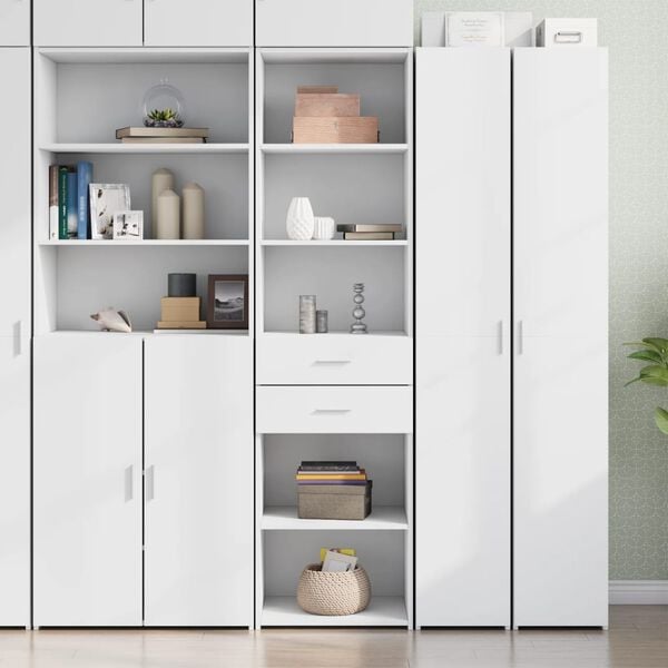 vidaXL Skř&iacute;ň highboard b&iacute;l&aacute; 50 x 42,5 x 185 cm kompozitn&iacute; dřevo