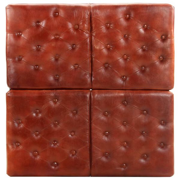 vidaXL Taburet tmavě hněd&yacute; 80 x 80 x 43 cm prav&aacute; kůže