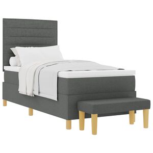 vidaXL Postel s boxspringem s čelo Tmavě &scaron;ed&aacute; 200 x 90 cm textil