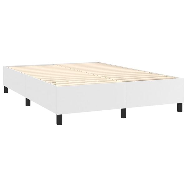 vidaXL Box spring postel s matrací bílá 140 x 190 cm umělá kůže