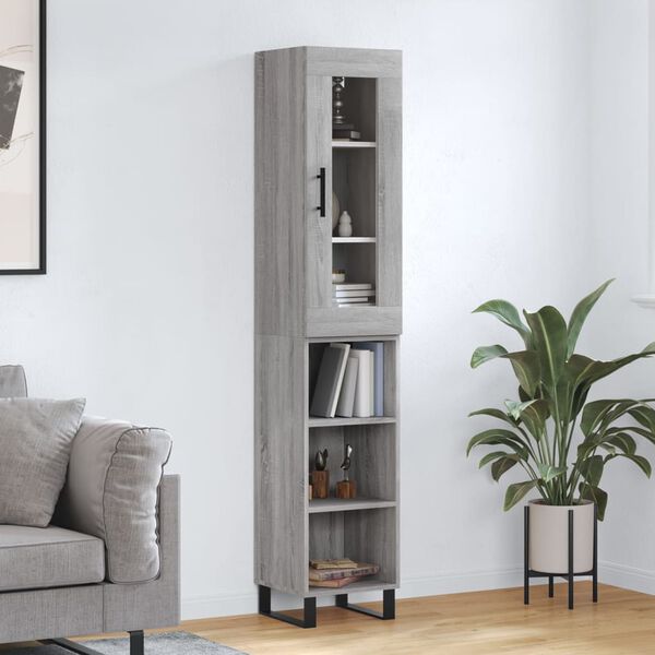 vidaXL Skř&iacute;ň highboard &scaron;ed&aacute; sonoma 34,5 x 34 x 180 cm kompozitn&iacute; dřevo