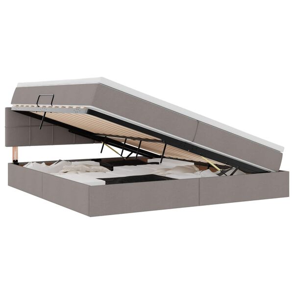 vidaXL Postel s &uacute;ložn&yacute;m prostorem a LED osvětlen&iacute;m Taupe 200 x 200 cm