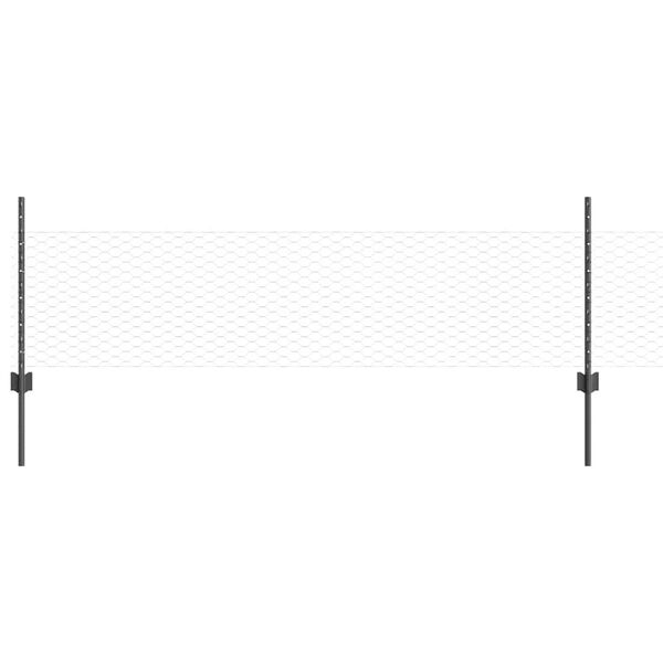 vidaXL Plot s sloupkem &Scaron;ed&aacute; 0,5 x 10 m Ocel a PVC