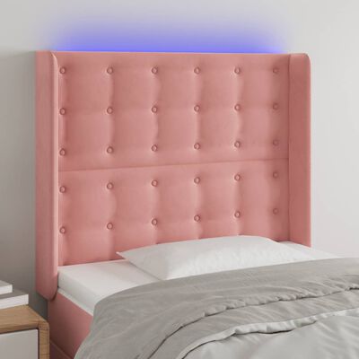vidaXL Čelo postele s LED růžové 83 x 16 x 118/128 cm samet