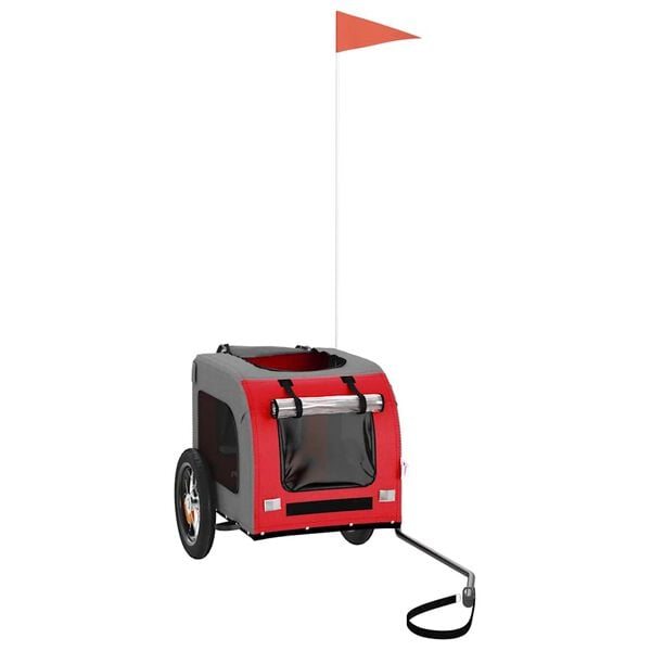 vidaXL Voz&iacute;k za kolo pro psa červen&yacute; a &scaron;ed&yacute; oxfordsk&aacute; tkanina/železo