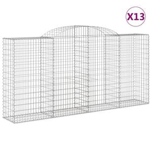 vidaXL Klenut&eacute; gabionov&eacute; ko&scaron;e 13ks 300x50x140/160cm pozinkovan&eacute; železo
