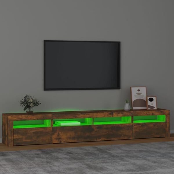 vidaXL TV skř&iacute;ňka s LED osvětlen&iacute;m kouřov&yacute; dub 240x35x40 cm
