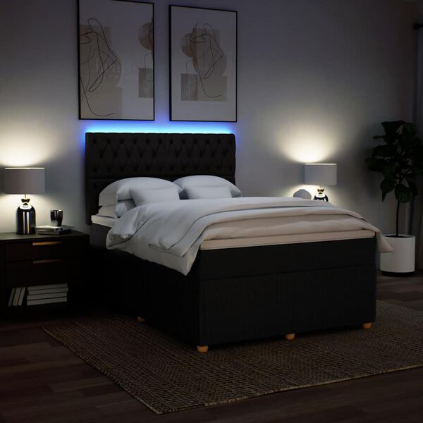 vidaXL Box spring postel s matrac&iacute; čern&aacute; 160x200 cm textil