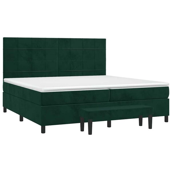 vidaXL Box spring postel s matrac&iacute; tmavě zelen&aacute; 200x200 cm samet