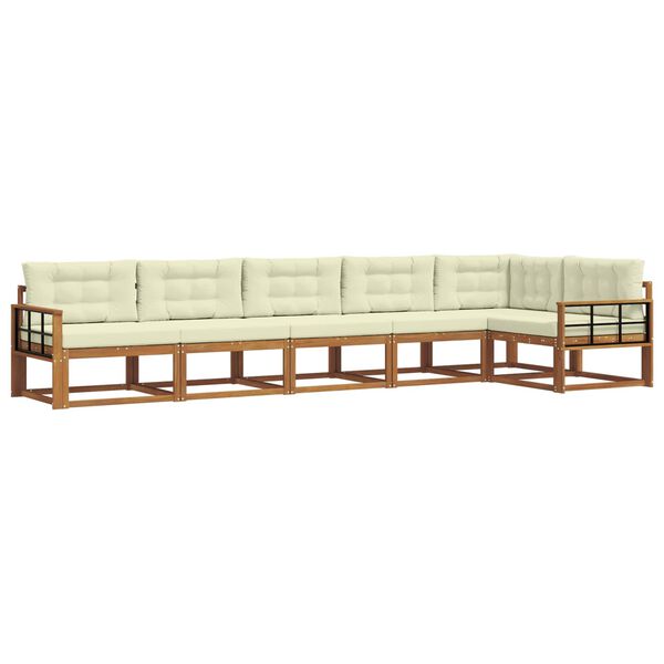 vidaXL Venkovn&iacute; pohovkov&aacute; souprava 6 pcs Přirozen&aacute; a Kr&eacute;mov&aacute;