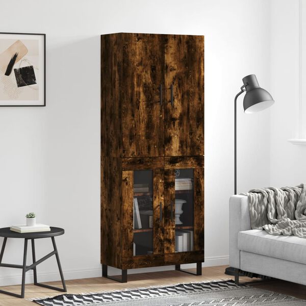 vidaXL Skř&iacute;ň highboard kouřov&yacute; dub 69,5 x 34 x 180 cm kompozitn&iacute; dřevo