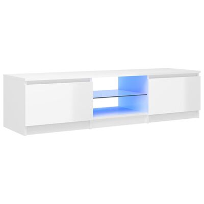 vidaXL TV skříňka s LED osvětlením bílá vysoký lesk 140 x 40 x 35,5 cm