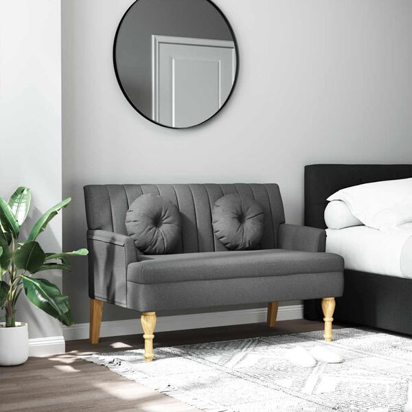 vidaXL Lavice s polštáři tmavě šedá 113 x 64,5 x 75,5 cm textil