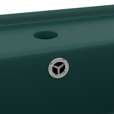 vidaXL Luxusní umyvadlo přepad čtvercové matné tmavě zelené 41x41 cm