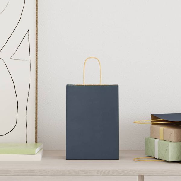 vidaXL Pap&iacute;rov&eacute; ta&scaron;ky 250 ks s uchy Modr&aacute; 15x8x21 cm