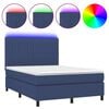 vidaXL Box spring postel s matrac&iacute; a LED modr&aacute; 140x200 cm textil
