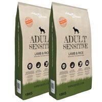 vidaXL Prémiové psí granule Adult Sensitive Lamb & Rice, 2 ks, 30 kg