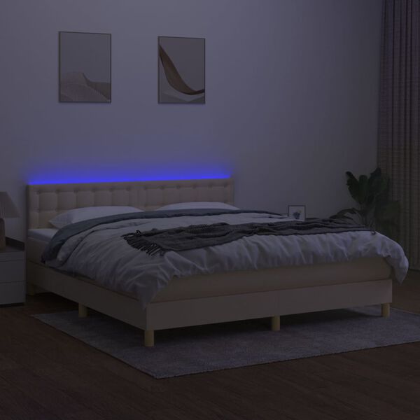 vidaXL Box spring postel s matrac&iacute; a LED kr&eacute;mov&aacute; 160x200 cm textil