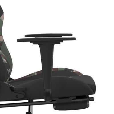 vidaXL Herní židle s podnožkou černá a maskáčová textil