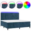 vidaXL Box spring postel s matrac&iacute; a LED tmavě modr&aacute; 200x200 cm samet
