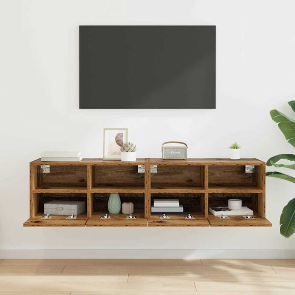 vidaXL Skř&iacute;ňky na TV zeď N&aacute;stěnn&yacute; 2 pcs Star&eacute; dřevo 60 x 30 x 30 cm