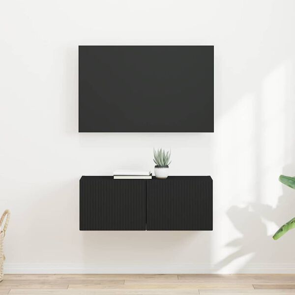 vidaXL TV wall cabinet 2 pcs Čern&aacute; 60 x 31 x 29.5 cm kompozitn&iacute; dřevo