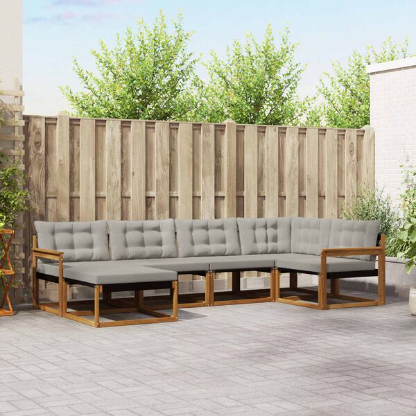 vidaXL Venkovn&iacute; pohovkov&aacute; souprava 6 pcs Př&iacute;rodn&iacute; a světle &scaron;ed&aacute;