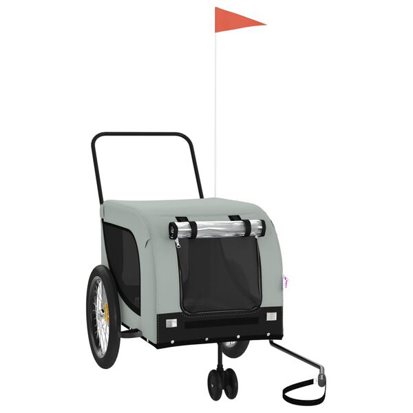 vidaXL Voz&iacute;k za kolo pro psa &scaron;ed&yacute; a čern&yacute; oxfordsk&aacute; tkanina a železo