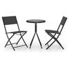 vidaXL 3d&iacute;ln&yacute; bistro set ocel čern&yacute;
