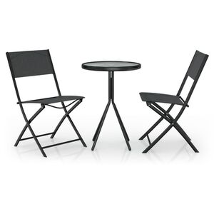 vidaXL 3d&iacute;ln&yacute; bistro set ocel čern&yacute;