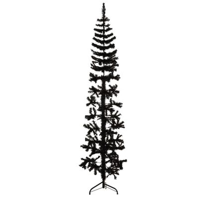 vidaXL Úzký umělý poloviční vánoční stromek se stojanem černý 240 cm