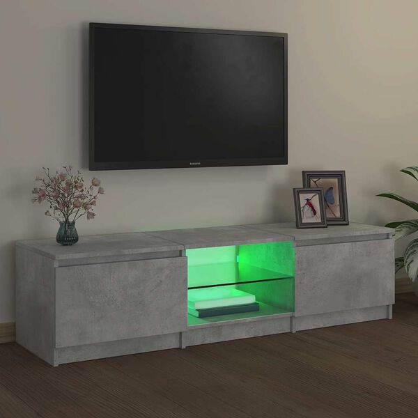 vidaXL TV skř&iacute;ňka s LED osvětlen&iacute;m betonově &scaron;ed&aacute; 140 x 40 x 36 cm