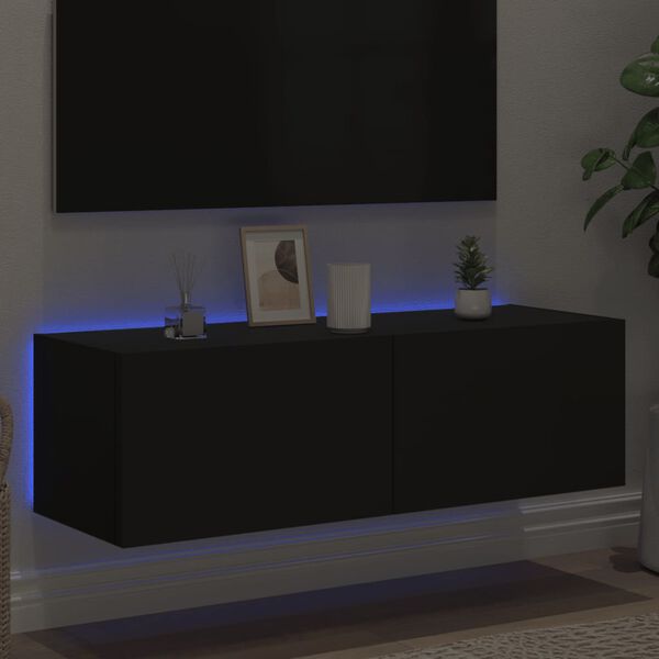 vidaXL N&aacute;stěnn&aacute; TV skř&iacute;ňka s LED osvětlen&iacute;m čern&aacute; 100 x 35 x 31 cm