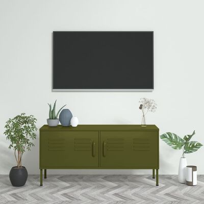 vidaXL TV skříňka olivově zelená 105 x 35 x 50 cm ocel