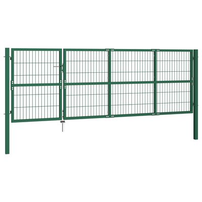 vidaXL Zahradní plotová brána se sloupky 350 x 120 cm ocel zelená