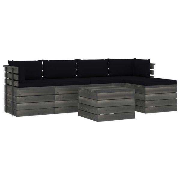 vidaXL 6d&iacute;ln&aacute; zahradn&iacute; sedac&iacute; souprava z palet + podu&scaron;ky borov&eacute; dřevo