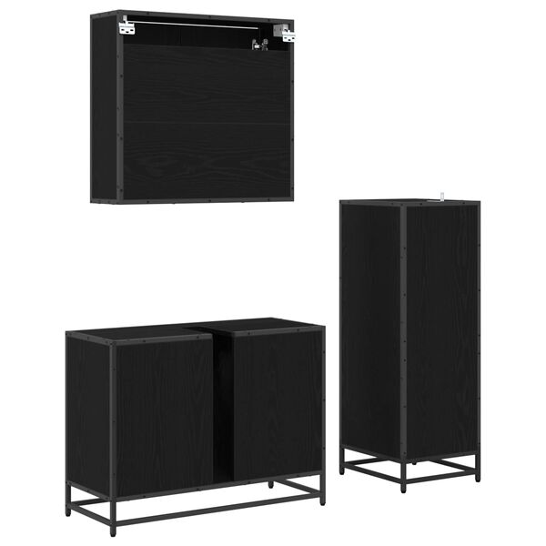 vidaXL Sada koupelnov&eacute;ho n&aacute;bytku 3 pcs Čern&yacute; dub kompozitn&iacute; dřevo