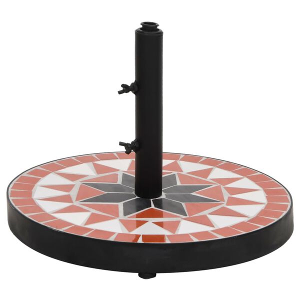 vidaXL Základna na slunečník terakotová a bílá kulatá 12 kg