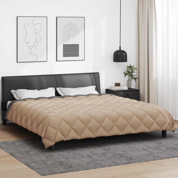 vidaXL Zimn&iacute; přikr&yacute;vka Antracitov&aacute; a taupe 220 x 260 cm Mikrovl&aacute;kno